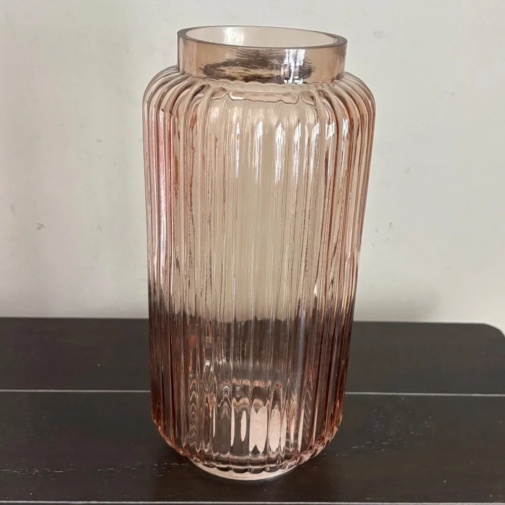 Better Homes & Gardens Pink Glass Vase | Ribbed 10